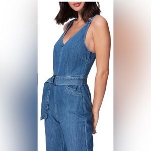 Paige Aiden Belted Denim Jumpsuit (Iona)